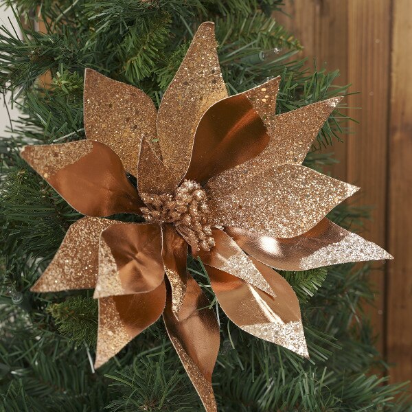 Brown Metallic Poinsettia Flower-1