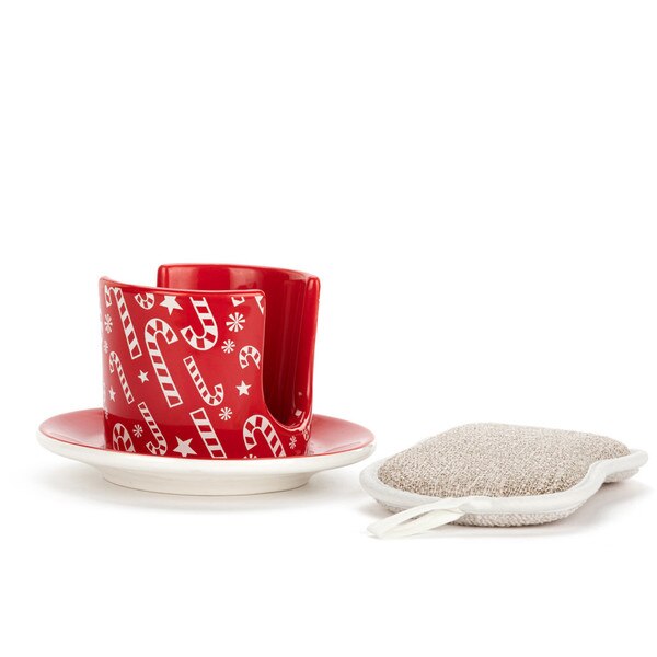 Candy Canes Soap Dish With Spong-2