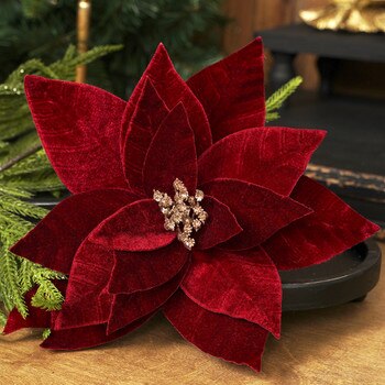 24in Burgundy Poinsettia Stem