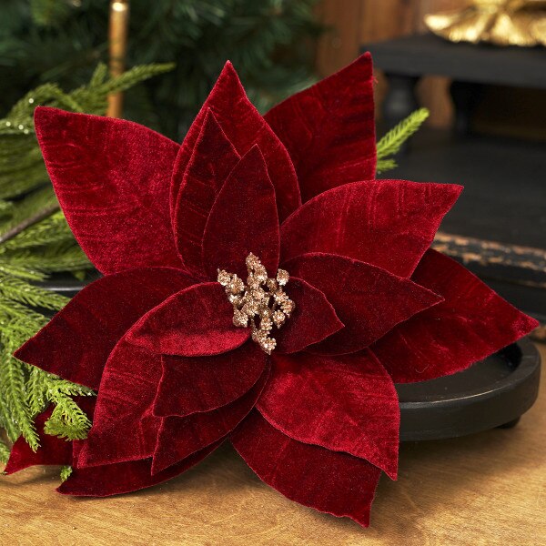 24in Burgundy Poinsettia Stem