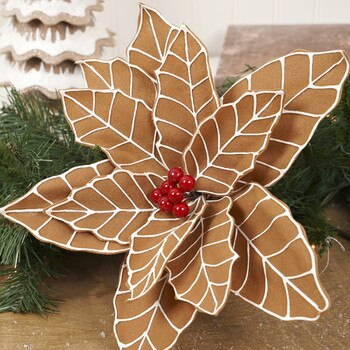 27in Gingerbread Poinsettia Stem-1