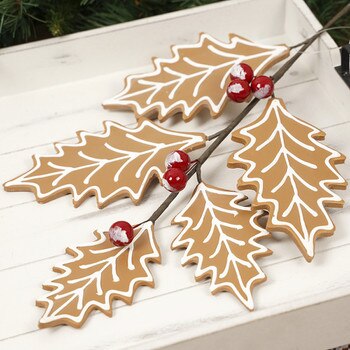 25in Gingerbread Holly Spray-1