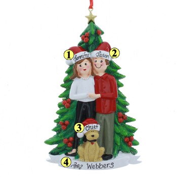 Christmas Couple with Dog Ornament2