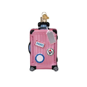 Pink Rolling Suitcase Ornament