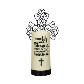 LED Cross Candle With Holder