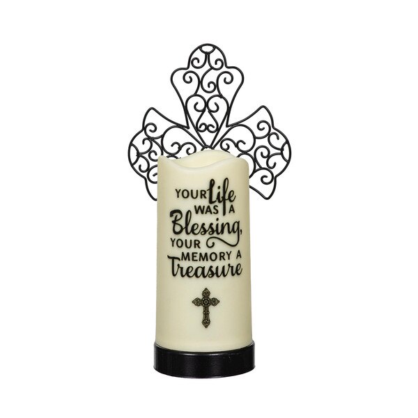 LED Cross Candle With Holder