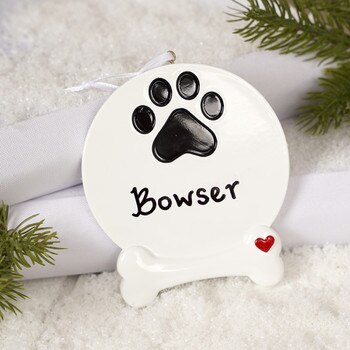 Paw Print Dog Bone Ornament-1