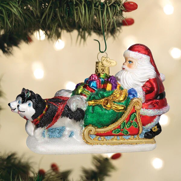 Santa Dog Sled Ornament-3