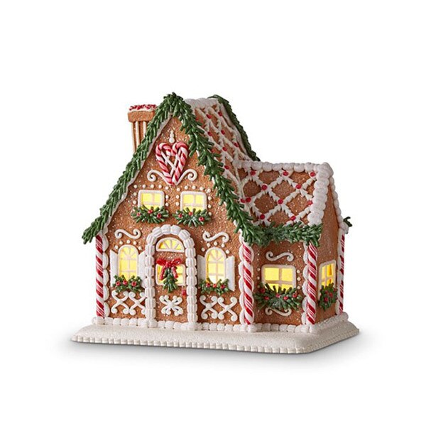 Lit Gingerbread House With Chimney