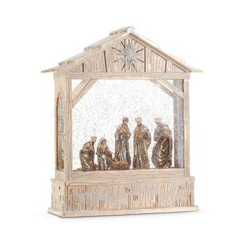 Lighted Musical Nativity Water Crec