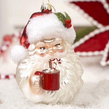 Santa Drinking Cocoa Ornament