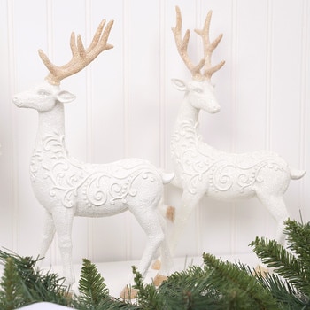 Scrollwork White Deer Figurine-1