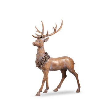 Standing Deer With Holly Wreath