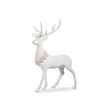 White Standing Deer With Wreath