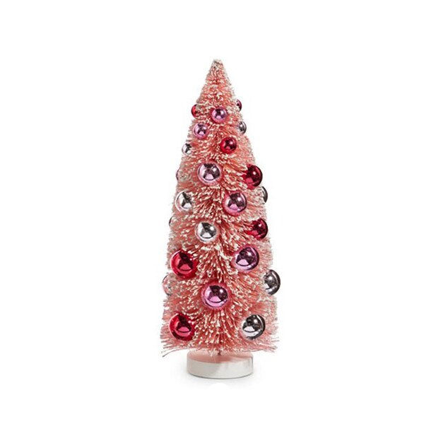 12"Pink Ornament Bottle Brush Tree2