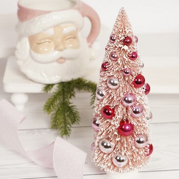 9" Pink Ornament Bottle Brush Tree1