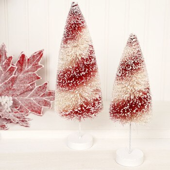 12in Red White Bottle Brush Tree-1