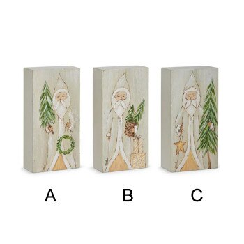 Natural Santa With Tree Block Sign