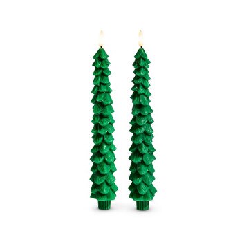 10in Green Tree Taper Candles Set o