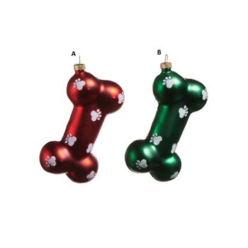 Paw Print Dog Bone Ornament