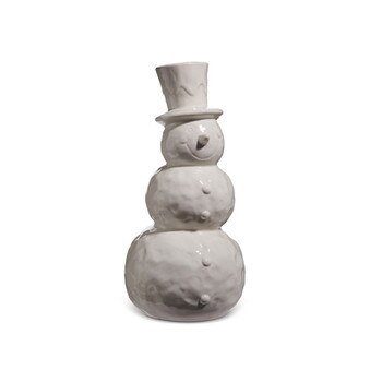 13.5In White Glazed Snowman