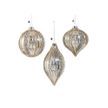 Glass Glitter Stripe Ornament