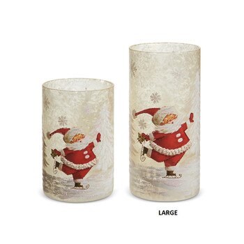 8In Skating Santa Candle Holder