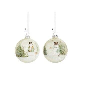 Woodland Snowman Ball Ornament