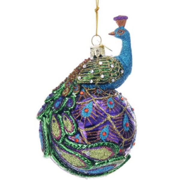 Majestic Glass Peacock Christmas Tree Bauble – G Decor