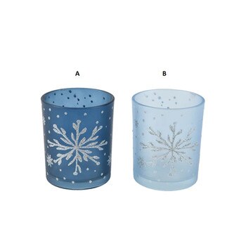 Blue Silver Flake Tealight Holder