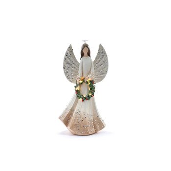 Angel Holding LED Wreath