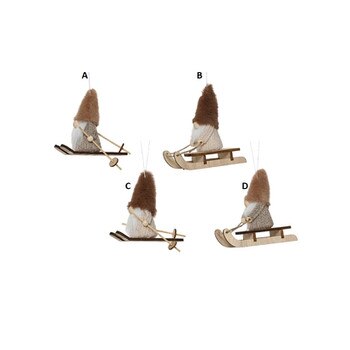 Skiing Sledding Gnome Ornament