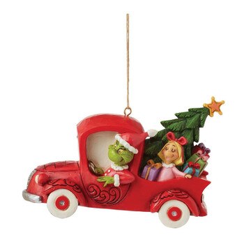 Grinch In Red Truck Ornament-1
