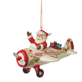 Santa In Airplane Ornament-1