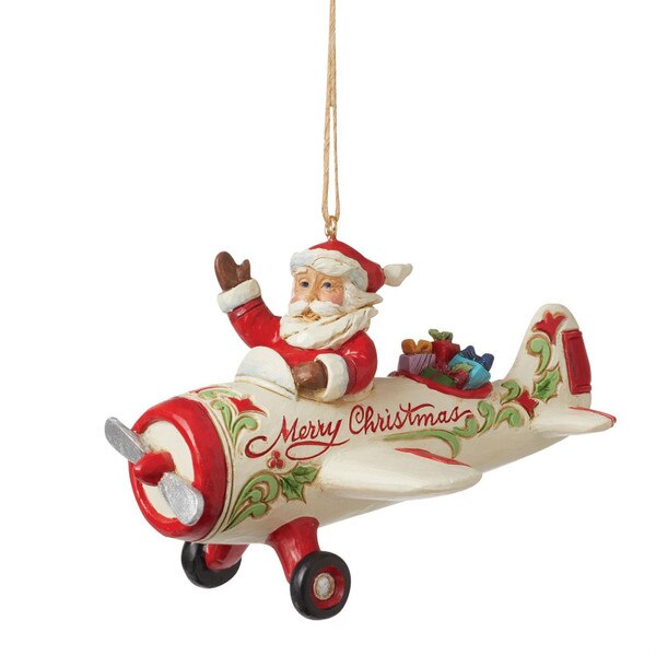 Santa In Airplane Ornament-1