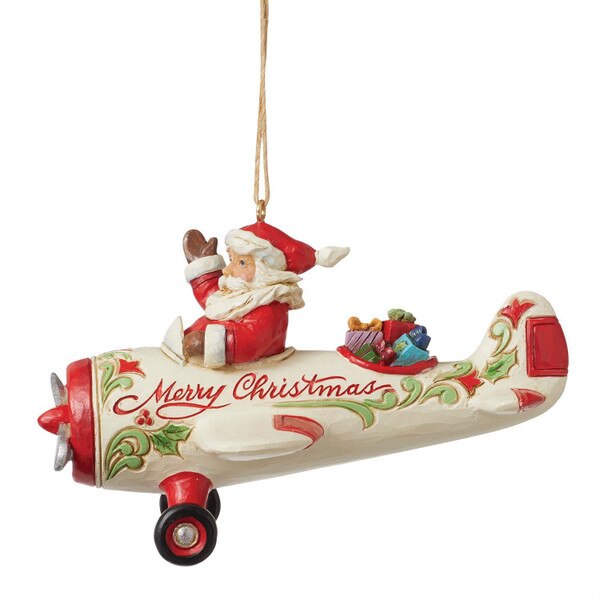 Santa In Airplane Ornament-2
