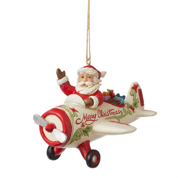 Santa In Airplane Ornament-3