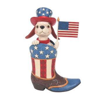 Patriotic Boot Dog Holding Flag-1