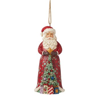 Santa With Tree In Skirt Ornament