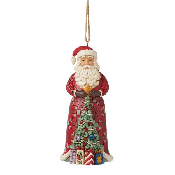 Santa With Tree In Skirt Ornament