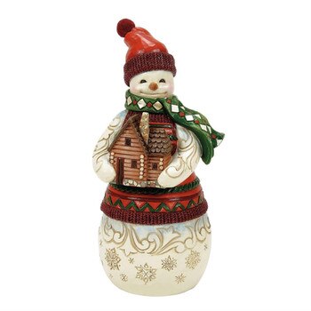 Lodge Snowman Log Cabin