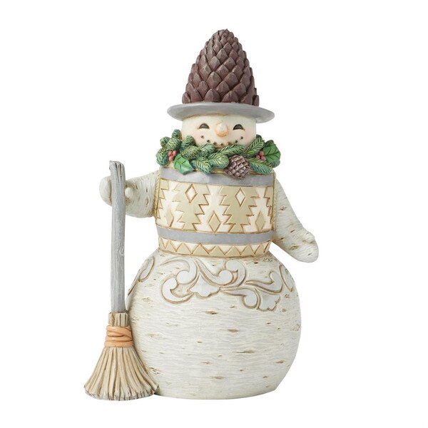 Woodland Snowman With Pinecone Hat