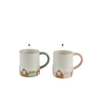 Pink Green Gingerbread House Mug