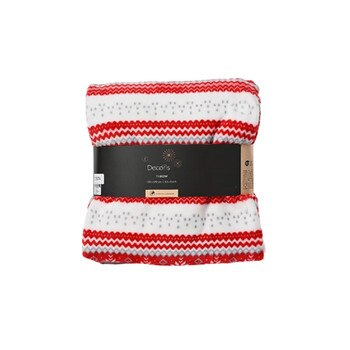 66X51In Red White Grey Throw