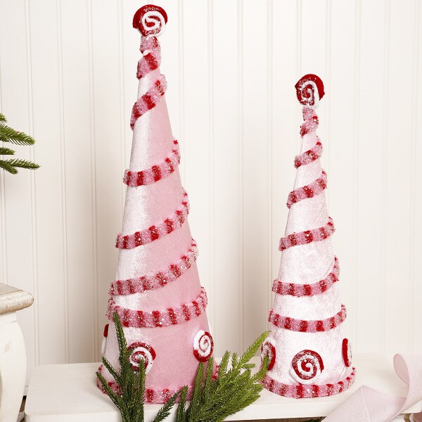 Pink Snow Glitter Cone Tree Small1
