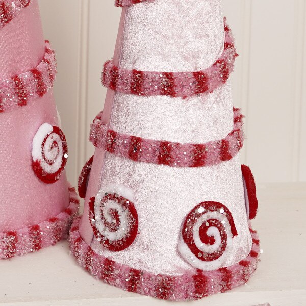 Pink Snow Glitter Cone Tree Small2