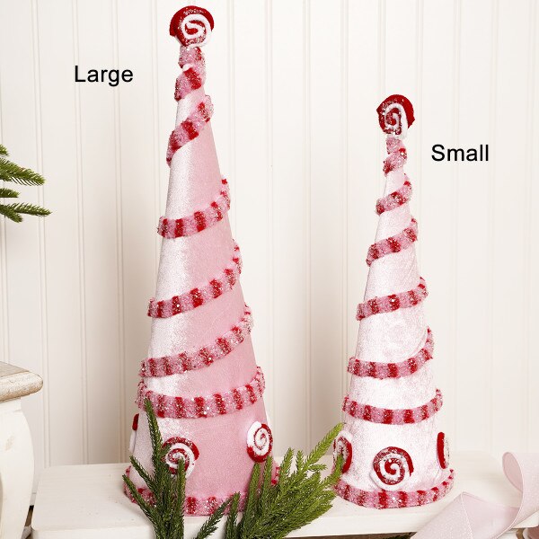 Pink Snow Glitter Cone Tree Small3