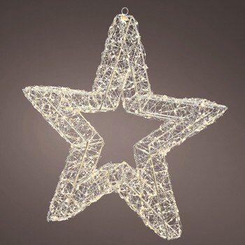 15In Silver Warm White Lighted Star
