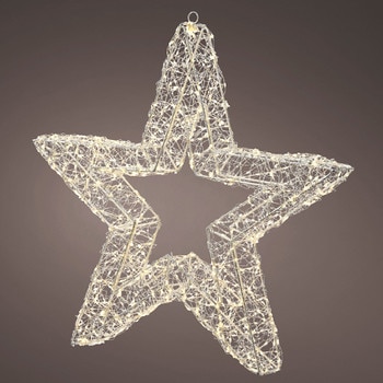 23In Silver Warm White Lighted Star