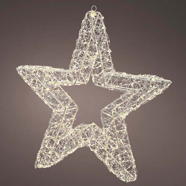 23In Silver Warm White Lighted Star